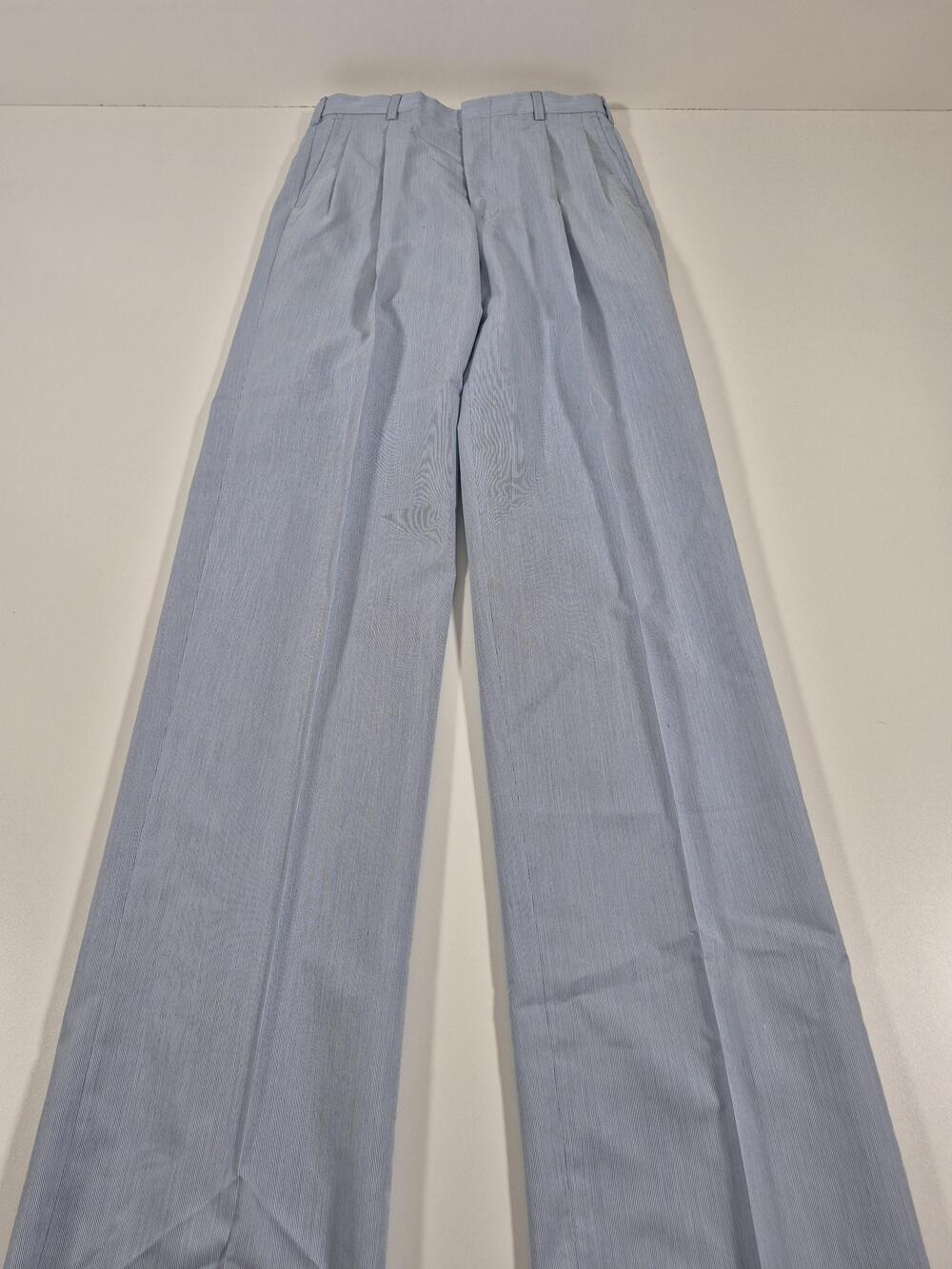 VTG John Alexander Dress Pants Mens 36x36 Blue Striped Pleated NWT FLAW USA